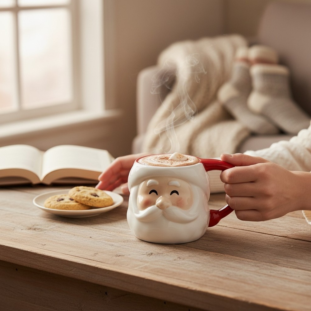 Threshold Santa Mug Red Excellent Ceramic Holiday 2015 3D Face